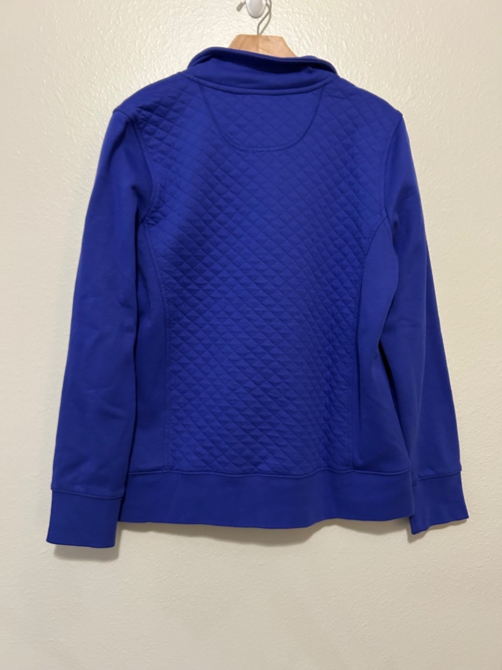 L.L. Bean Blue Quilted Half Zip Pullover Sweater - Picture 2 of 3